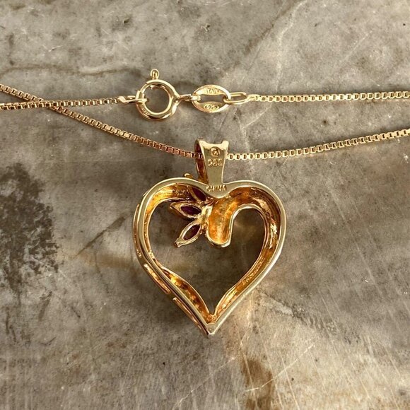 Ross-Simons Gold Vermeil Sterling Silver 925 Ruby Open Heart Pendant Necklace - Picture 8 of 16